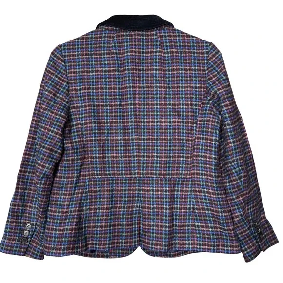 Talbots Mistletoe Plaid Shetland Wool Blazer Womens 12P Festive Eclectic Grandpa - Picture 2 of 11